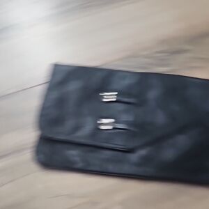 Black Clutch with Silver Accents